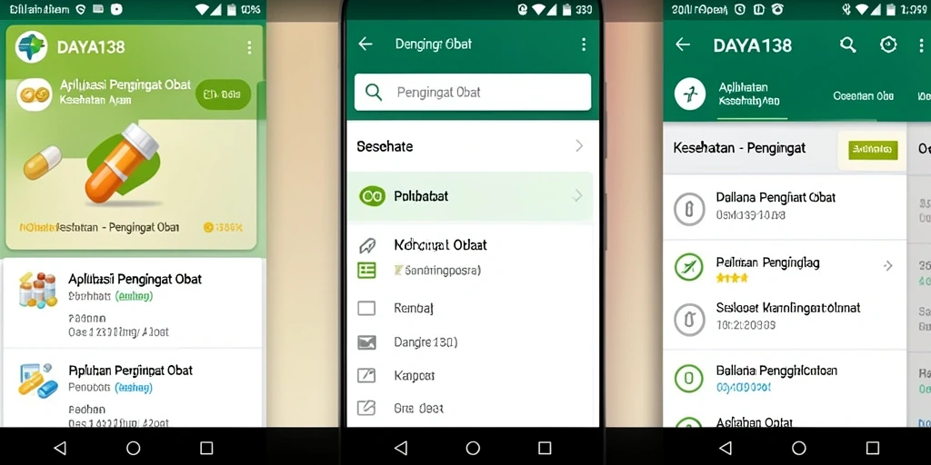 Tampilan antarmuka aplikasi Pengingat Obat DAYA138 yang sederhana dan fungsional.
