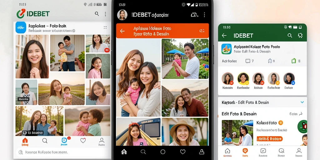Tampilan antarmuka IDEBET dengan fitur Kolase Foto yang menarik.