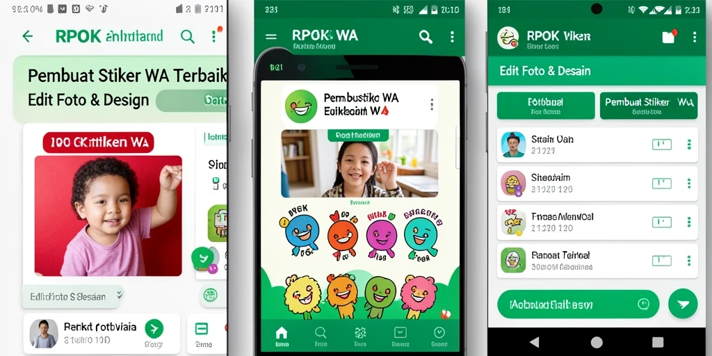 Screenshot aplikasi RPOK menunjukkan antarmuka pembuatan stiker yang intuitif dan kreatif.