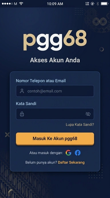 Tampilan halaman login pgg68